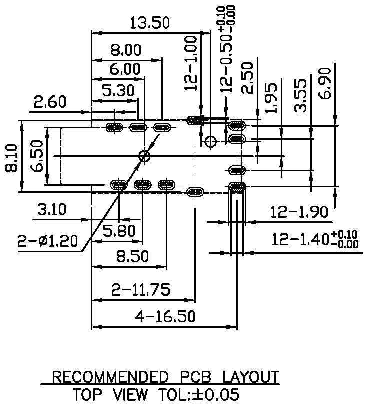 ST-332-T（DIP）焊盤圖